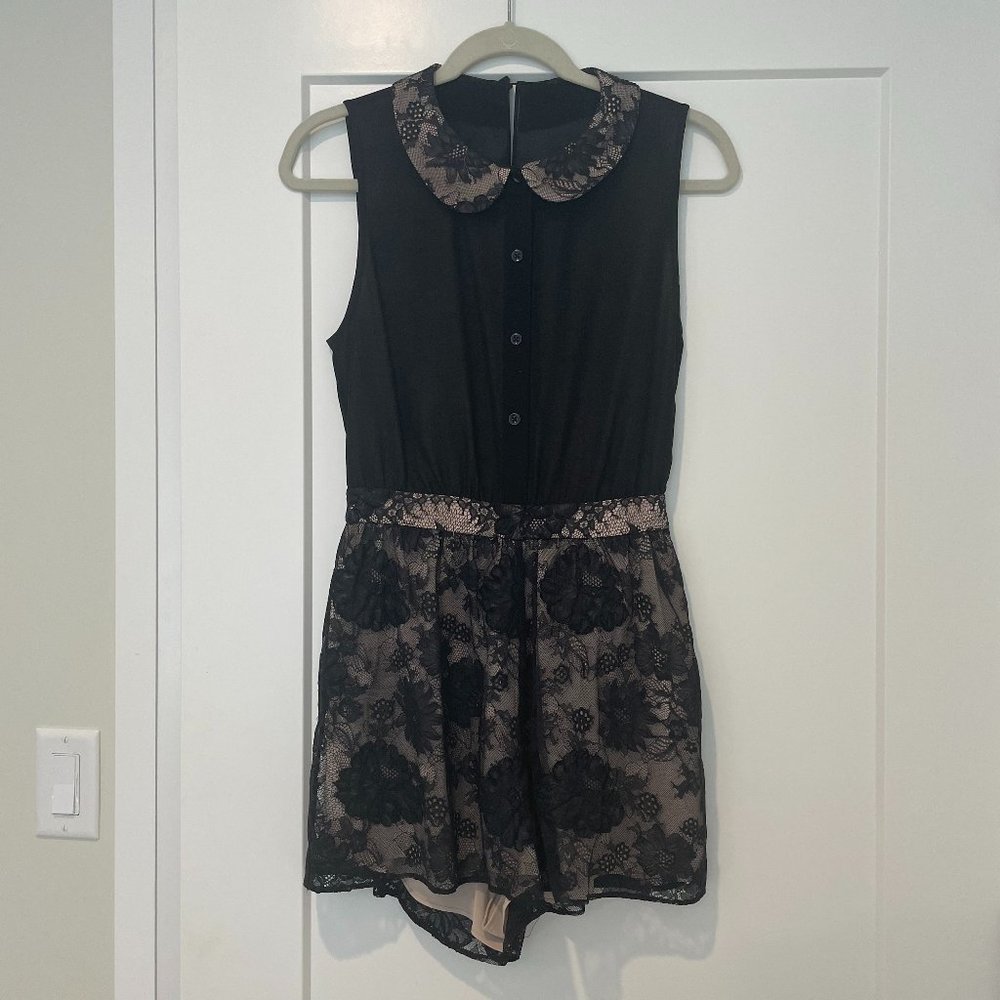 Alice & Olivia Night Romper With Lace Detail